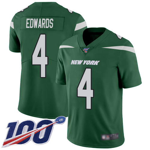 New York Jets Limited Green Youth Lac Edwards Home Jersey NFL Football #4 100th Season Vapor Untouchable